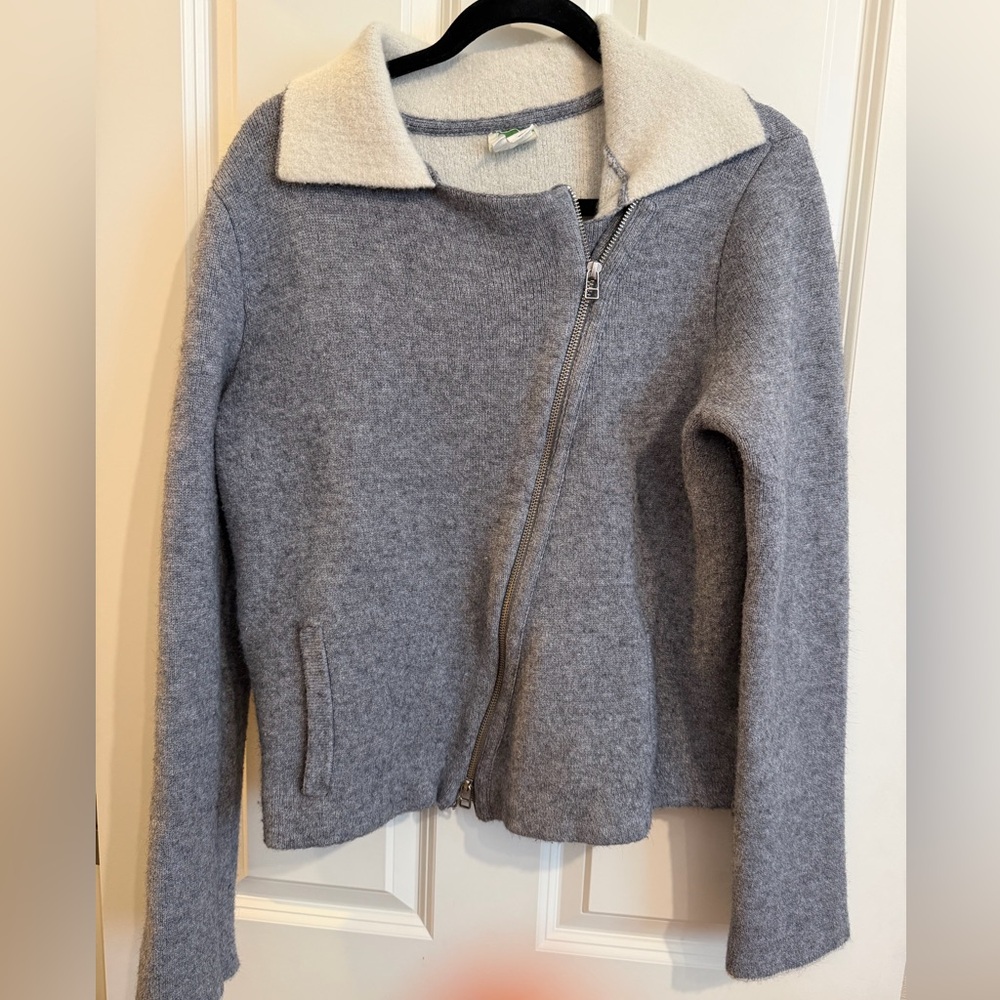 Anthropologie moto contrast sweater jacket. Size medium